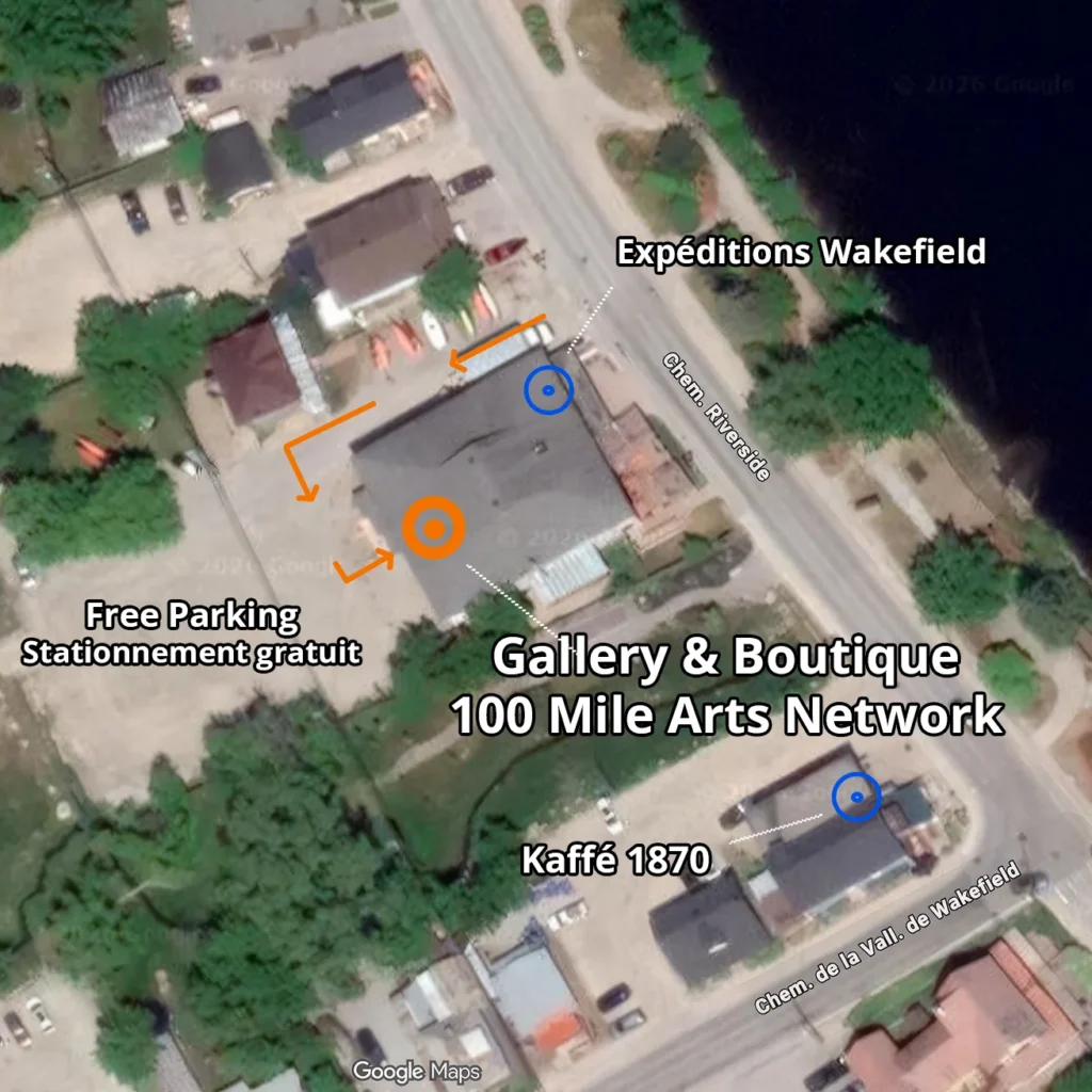 Aerial map: follow the driveway to the right of Expeditions Wakefield, go left around the back of the building, and enter through the blue door.